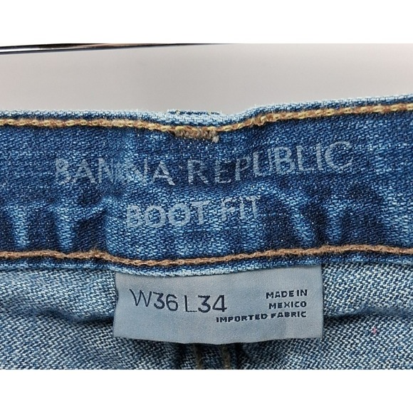 Banana Republic Dark‎ Blue Jeans Mens 36x34 Mid Rise Wide Leg Dark Wash Western - Picture 6 of 14